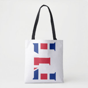 E Monogram überlagert sich auf der Flagge der Unio Tasche