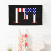 E Monogram überlagert sich auf der Flagge der USA  Banner (Insitu)