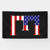 E Monogram überlagert sich auf der Flagge der USA  Banner (Horizontal)