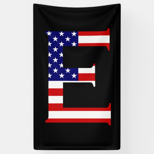 E Monogram überlagert sich auf der Flagge der USA  Banner (Vertikal)