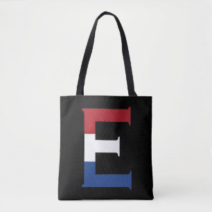 E Monogram überlagert sich auf der NLD-Flagge auf Tasche