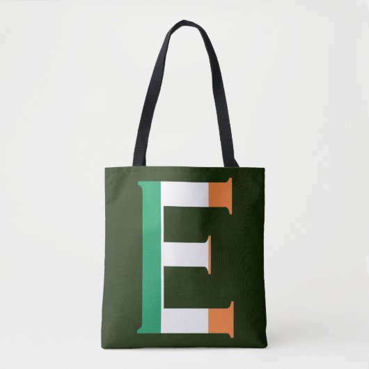 E Monogram überlagert sich auf irischer Flagge Tasche (Vorderseite)