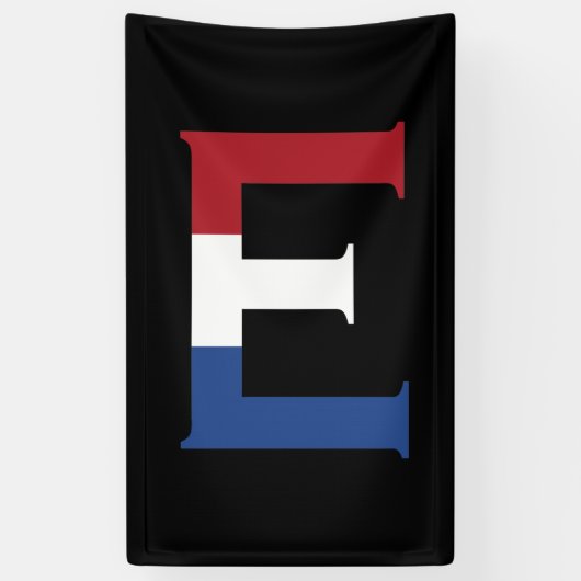 E Monogram überlagert sich auf NLD-Flagge auf bk b Banner (Vertikal)