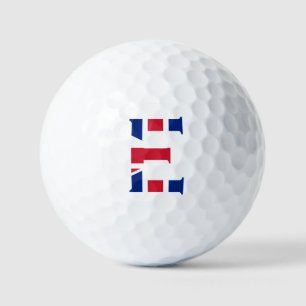 E Monogram überlagert sich auf Union Jack Flag va Golfball