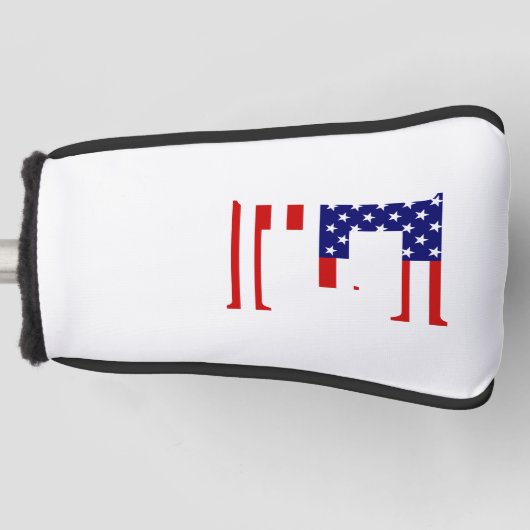 E Monogram überlagert sich auf US Flag Pccn Golf Headcover (Vorderseite)