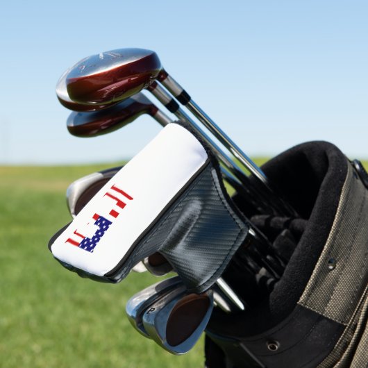 E Monogram überlagert sich auf US Flag Pccn Golf Headcover (In Situ)