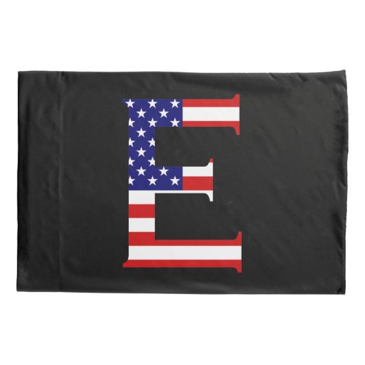 E Monogram überlagert sich auf US Flag Pccn Kissenbezug (Rückseite)