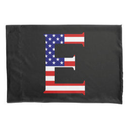 E Monogram überlagert sich auf US Flag Pccn Kissenbezug
