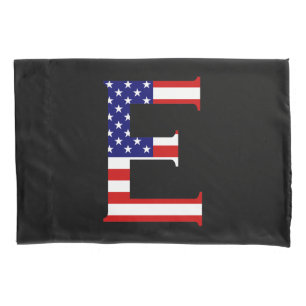 E Monogram überlagert sich auf US Flag Pccn Kissenbezug