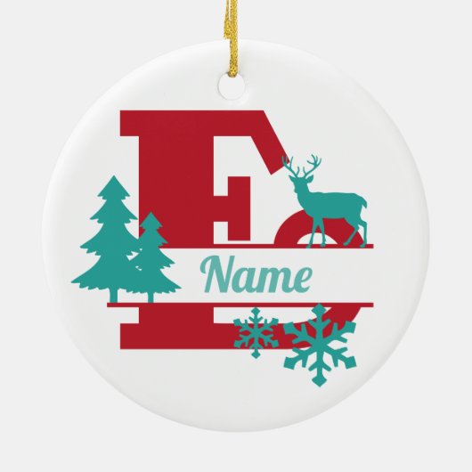 E Monogram Urlaubshaus Tree Ornament (Hinten)