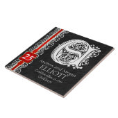 E Monogram "White Lace on Black" Anniversary Tile Fliese (Seite)