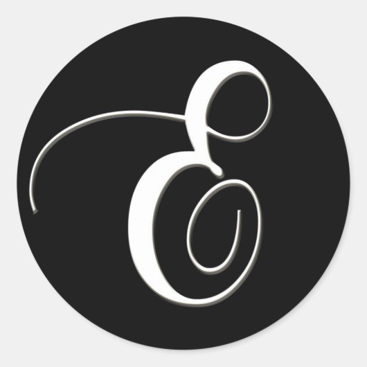 E monogramm - elegantes Schwarzweiß Runder Aufkleber (Vorderseite)