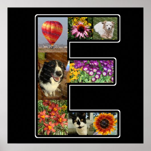 E Monogramm Erstellen Sie Ihre eigene 8-Collage Sc Poster (Vorne)