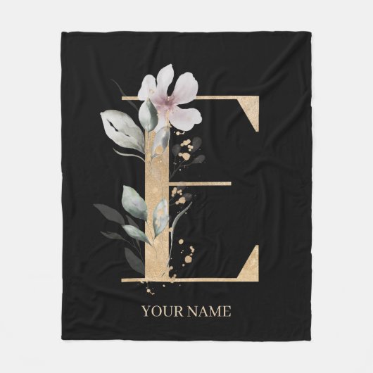 E Monogramm Floral Personalisiert Fleecedecke (Vorderseite)