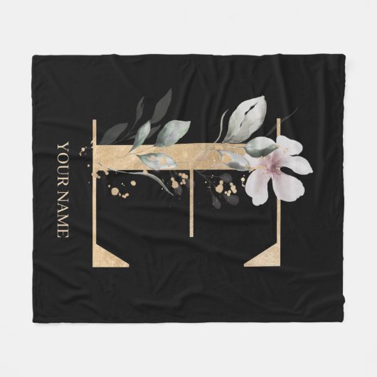 E Monogramm Floral Personalisiert Fleecedecke (Vorderseite (Horizontal))