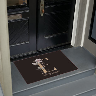E Monogramm Floral Personalisiert Fußmatte