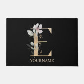 E Monogramm Floral Personalisiert Fußmatte (Vorderseite)