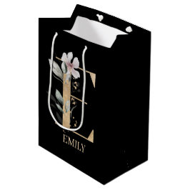 E Monogramm Floral Personalisiert Mittlere Geschenktüte