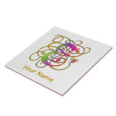 E Monogramm Ihr Name "Gothic Rainbow" Keramik Tile Fliese (Seite)