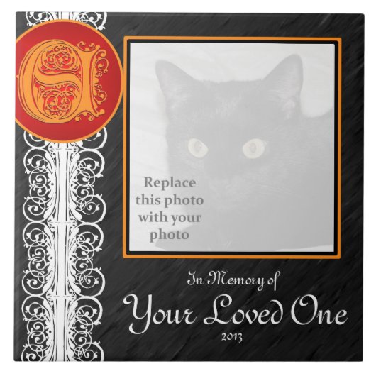 E Monogramm "In Gedächtnis deines Liebsten" Tile Fliese (Vorderseite)