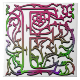 E Monogramm Keramik "Besque Garden" Fliese