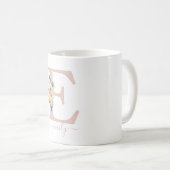 E - Monogramm Kundenspezifische Blütenrötung Kaffeetasse (VorderseiteRechts)