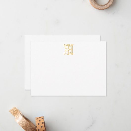 E Monogramm- oder EH-Monogramm-Notecards Mitteilungskarte (Vorderseite/Rückseite Beispiel)