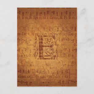 E Monogramm Postkarte