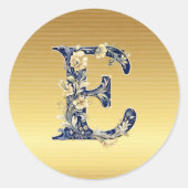 E monogramm runder aufkleber (Vorderseite)