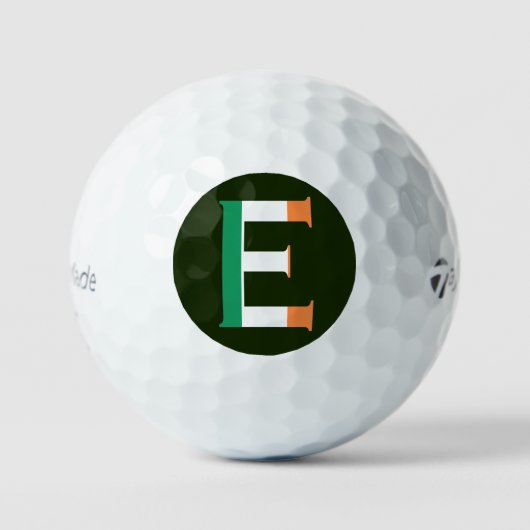 E Monogramm überlagert auf irischer Flagge tmtp5 g Golfball (Vorderseite)