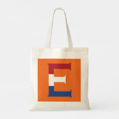 E Monogramm überlagert auf NLD-Flagge auf oder btt Tragetasche (Rückseite)