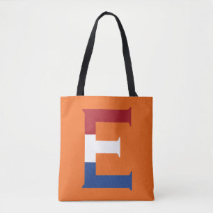 E-Monogramm überlagert auf NLD-Flagge auf oder stc Tasche