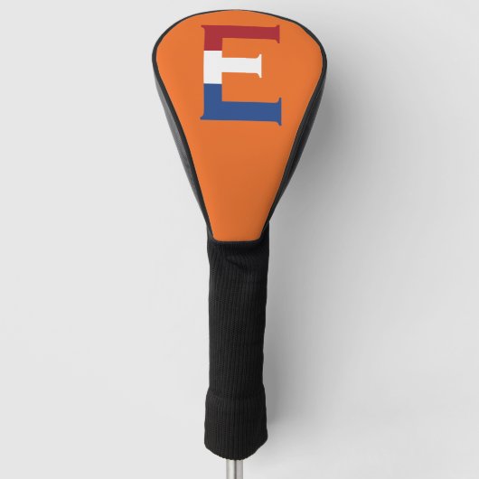 E Monogramm überlagert auf NLD-Flagge auf oder tcn Golf Headcover (Vorderseite)