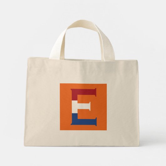 E Monogramm überlagert auf NLD-Flagge auf oder tcn Mini Stoffbeutel (Rückseite)