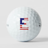E Monogramm überlagert auf US-Flagge tmtp5 gbcnt Golfball (Vorderseite)