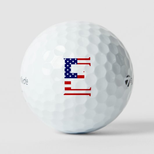 E Monogramm überlagert auf US-Flagge tmtp5 gbcnt Golfball (Vorderseite)