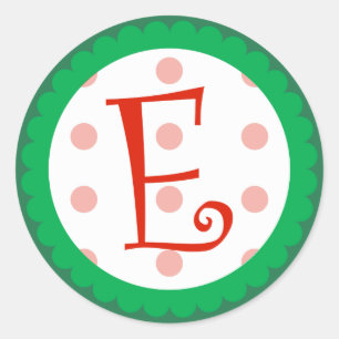 E Monogramm (Whimsical Christmas) Runder Aufkleber