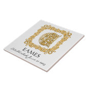 "E" Nachname Hochzeitstag Monogramm Tile Fliese (Seite)