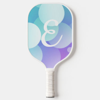 E Name Pickleball Paddle Lila Blue Buble Modern