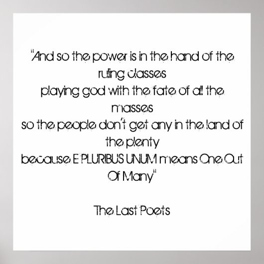E Pluribus Unum Poster (Vorne)
