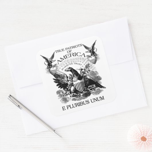 E Pluribus Unum Quadratischer Aufkleber (Umschlag)