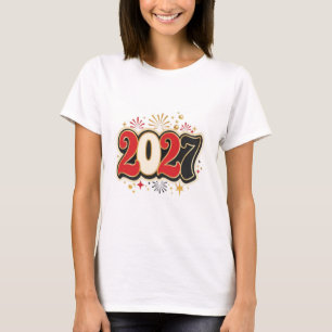 e Prost auf die Neujahrsfeier 2027 Moderne Retrolo T-Shirt