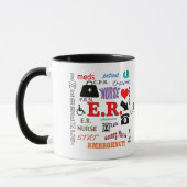 E.R. Krankenschwester-Bunte Wort-Wolke Tasse (Links)