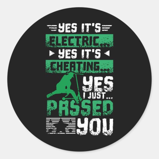 E-Scooter Passed You Runder Aufkleber (Vorderseite)