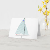 E-Scow Racing Sailboat on Design Class Karte (Gelbe Blume)