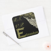 E - The Falck Alphabet (Gold) (Hochzeit) Quadratischer Aufkleber (Umschlag)