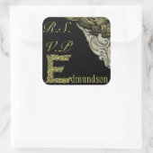 E - The Falck Alphabet (Gold) (Hochzeit) Quadratischer Aufkleber (Tasche)