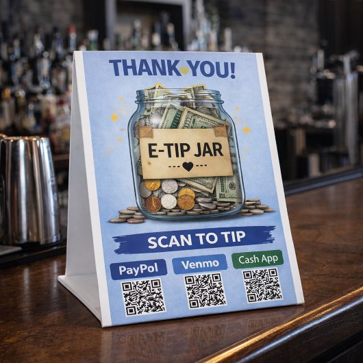 E-Tip Jar Scan to Pay QR Code Pedestal Sign Sockelschild