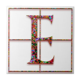 E Trajanus Red Custom Monogram Tile Fliese