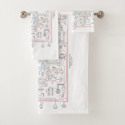 E Typ Jag, Drahtdiagramm. Badhandtuch Set (Insitu)